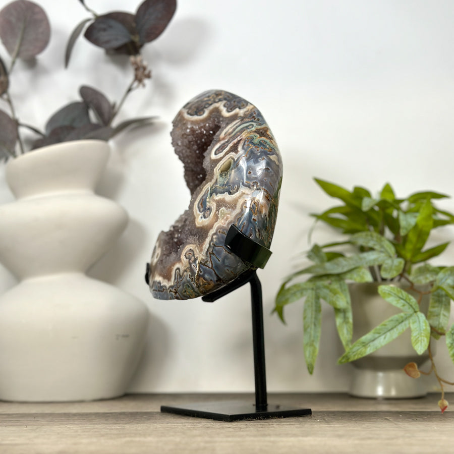 Natural Agate &amp; Jasper Geode with Quartz Interior - MWS3166