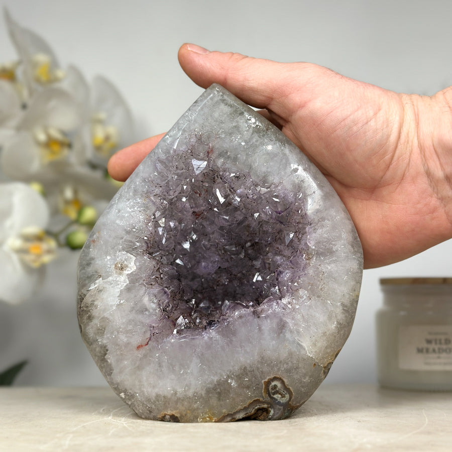 Amethyst &amp; Quartz Stone Flame Carving - FST0141