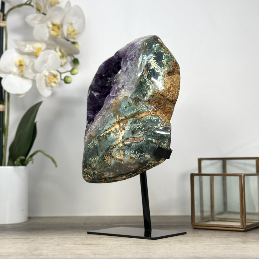 Amethyst Geode with Green Jasper Shell - MWS2211