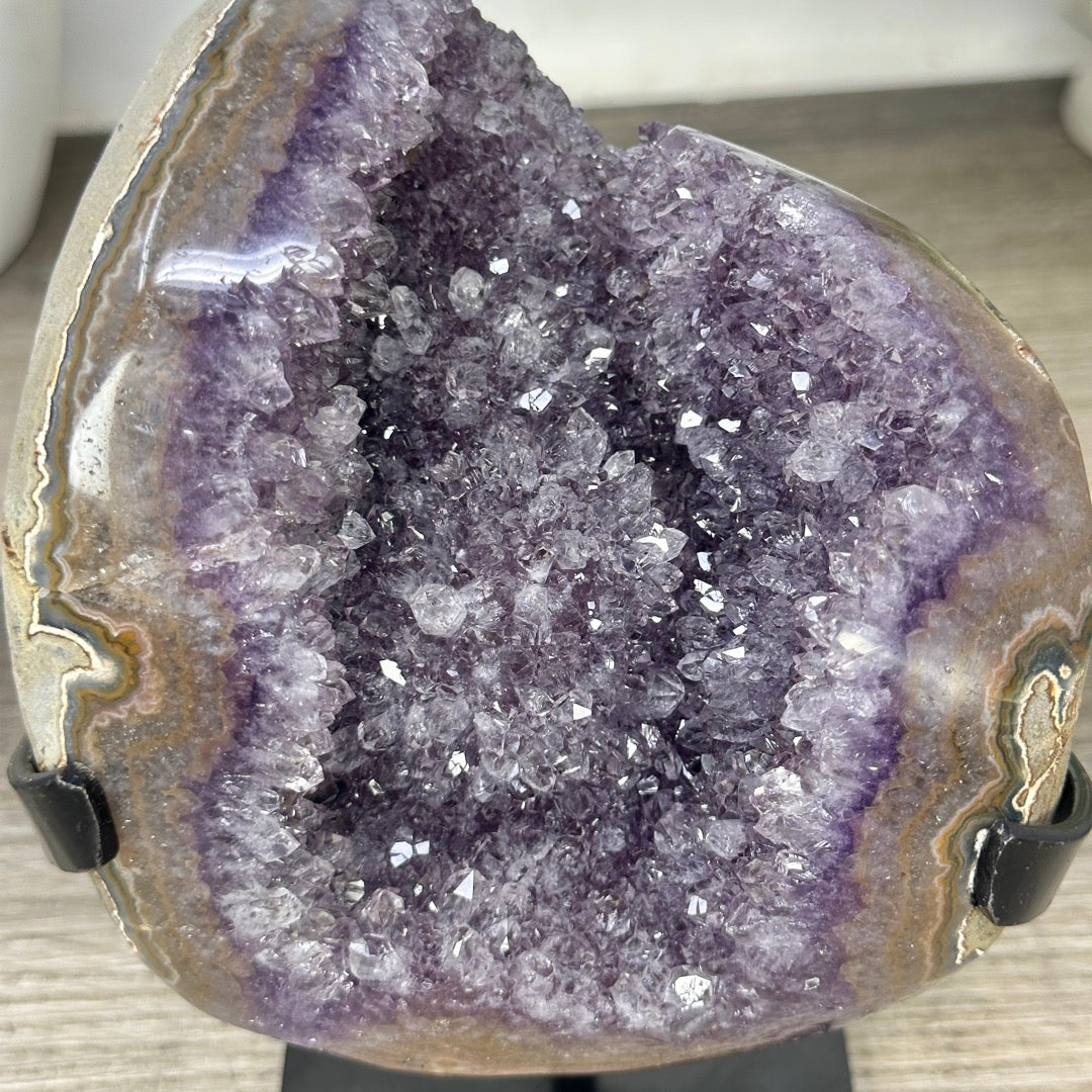Natural Amethyst Geode on Metal Stand - MWS3327