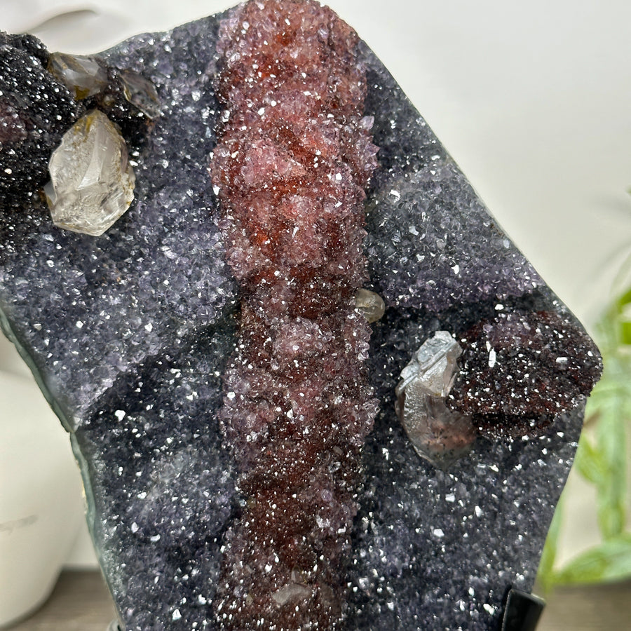 Unique Natural Amethyst, Calcite &amp; Hematite Crystal Specimen - MWS3188