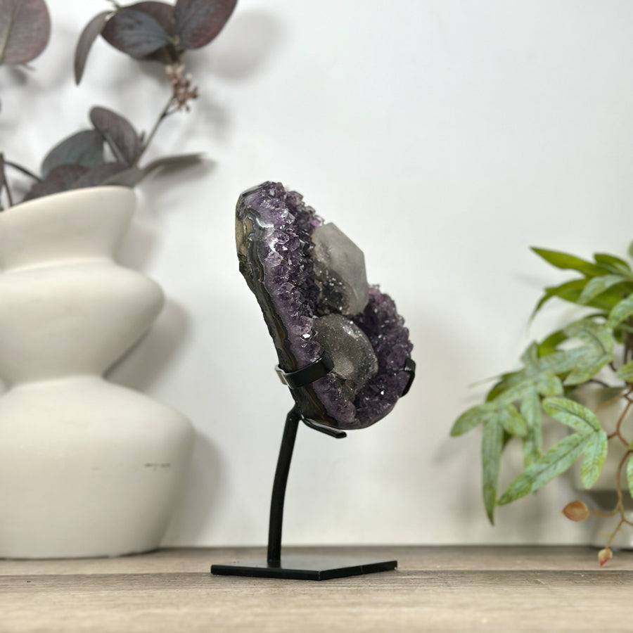 Unique Natural Amethyst Cluster with Calcite Formation - MWS3177