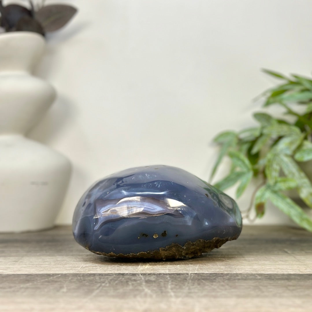 Blue Agate Polished Geode from Uruguay - STGE0079