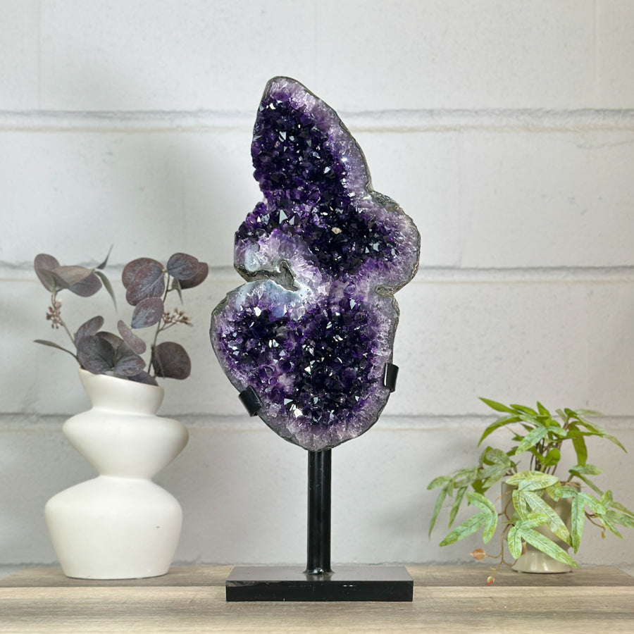 Stunning Natural Deep Purple Amethyst Cluster on Stand - MWS3156