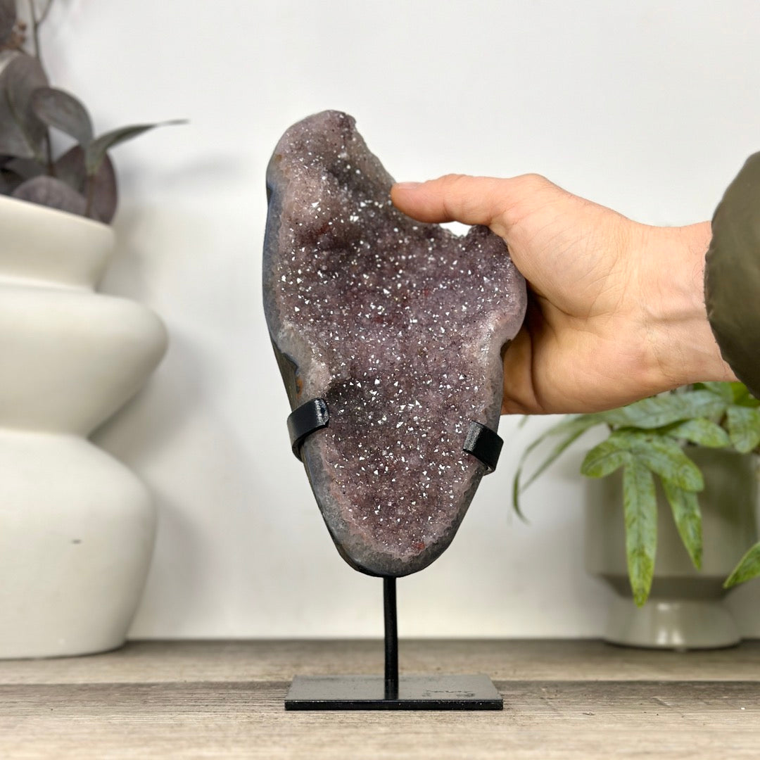 Pink Tone Amethyst with handmade Metal Stand - MWS3358