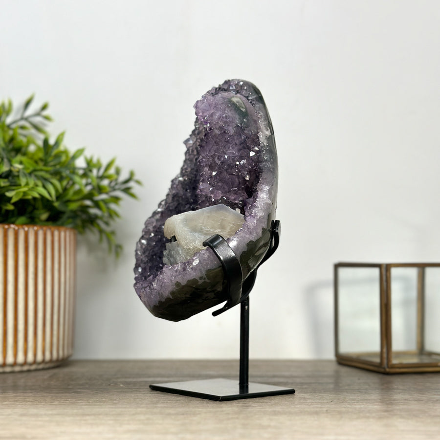 Amethyst Crystal Cluster with Calcite Formation – Elegant Natural Statement Décor Piece - MWS2419