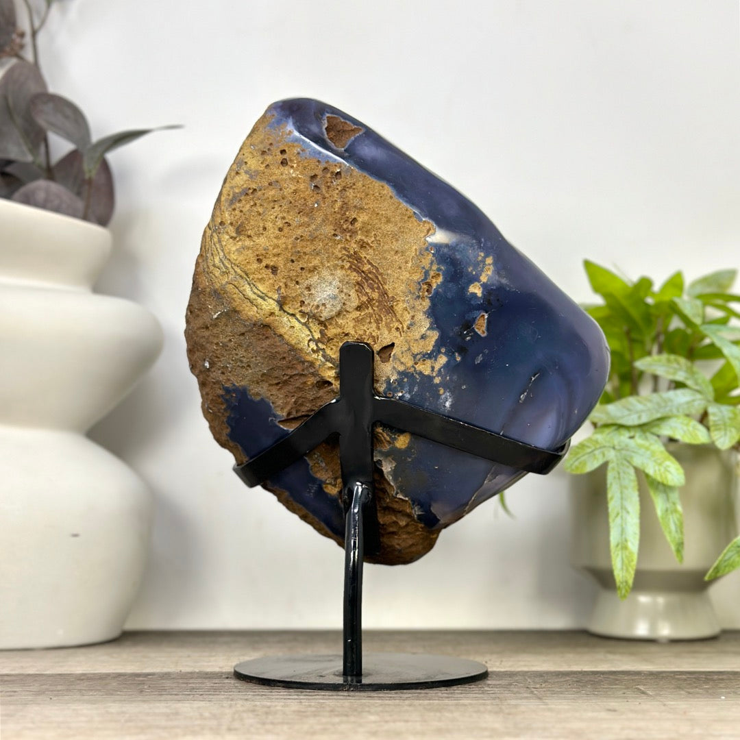 Large Natural Blue Agate &amp; Quartz Druzy Crystal Geode - MWS3361