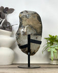 XXL Natural Green Sugar Quartz Specimen Statement Piece on Metal Stand - MWS3366