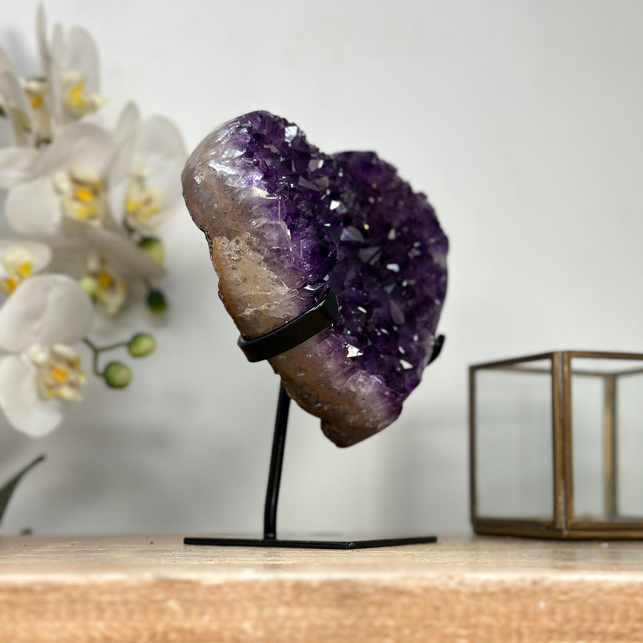 Natural Amethyst Stone Heart Carving - HST0274