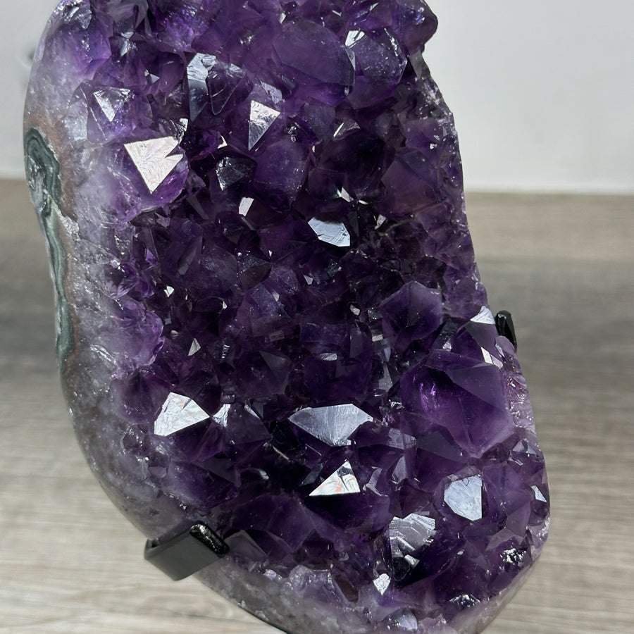 Natural Amethyst Crystal Cluster with Large &amp; Shinny Crystals - MWS2177
