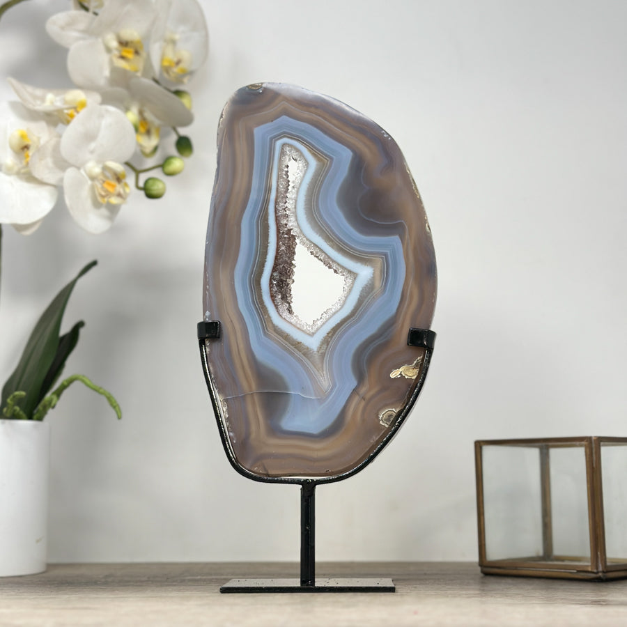 Stunning Blue Banded Agate Slice Portal - MWS2112