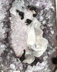 Uruguayan Amethyst Geode with Calcite on Metal Stand – Unique Crystal Display - MWS2705