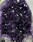 Large Deep Purple Amethyst Geode with Agate Shell and Metal Stand – Ideal Crystal Display - MWS2714