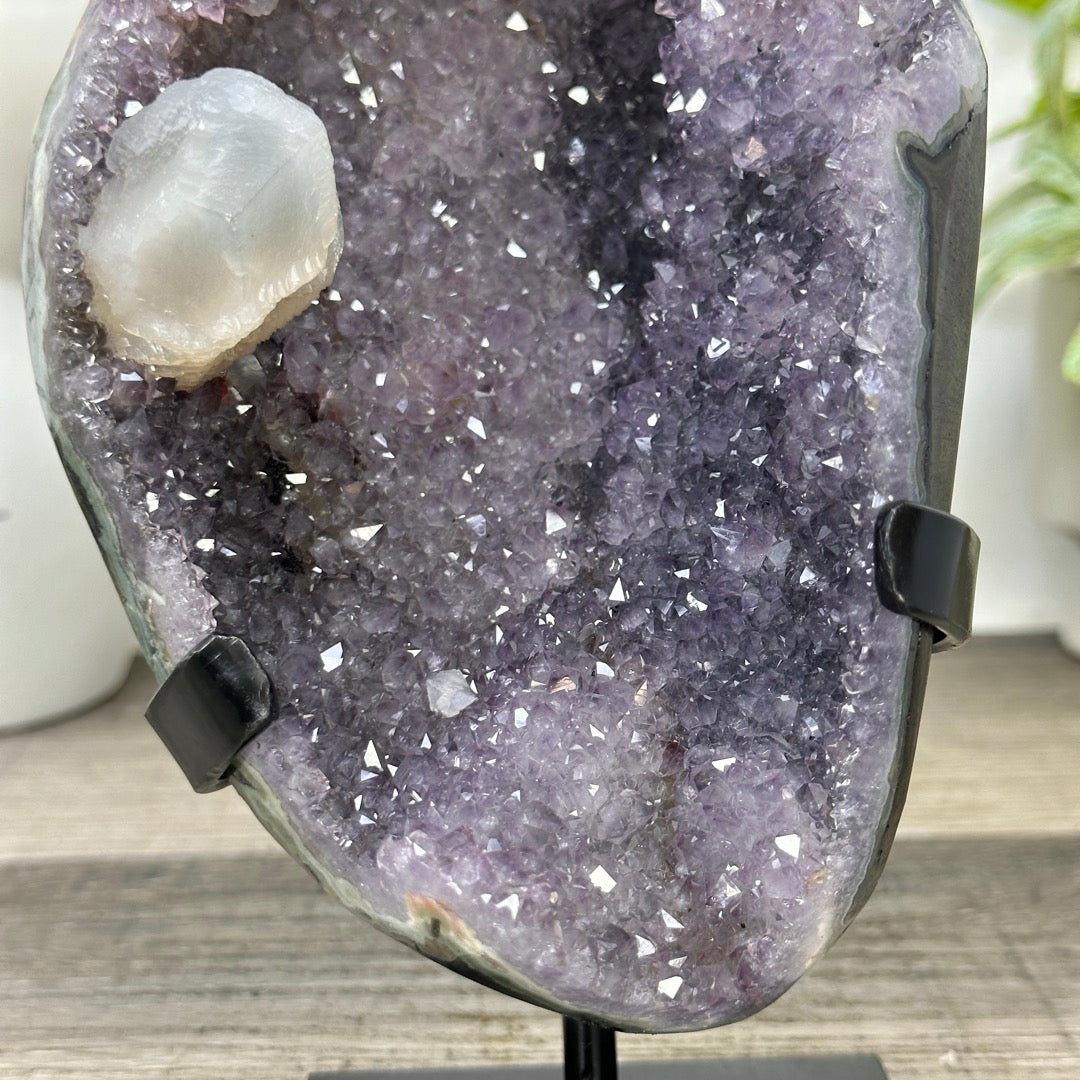 Natural Amethyst Geode with Calcite Crystal Inclusion - MWS3355
