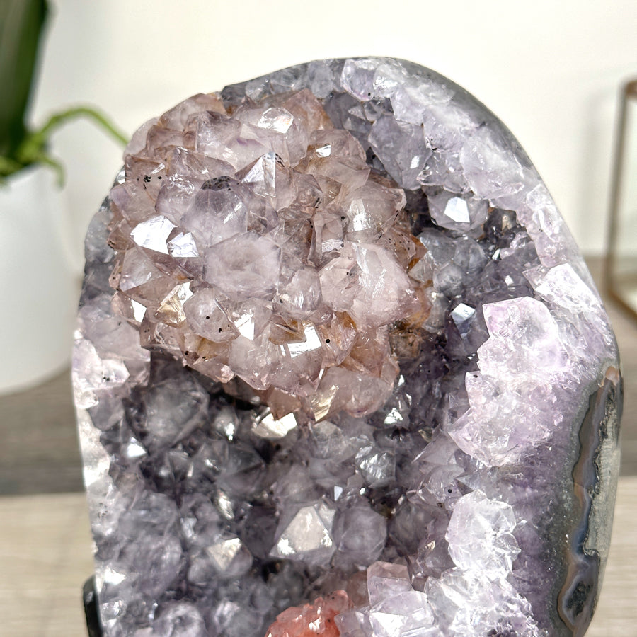 Amethyst Crystal Cluster with Pink Highlights Crystals - MWS2608
