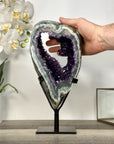 Deep Purple Amethyst Geode With Metal Stand – Unique Crystal Art - MWS2713