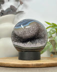 Premium Natural Banded Agate & Quartz Druzy Sphere Geode - SPH0168