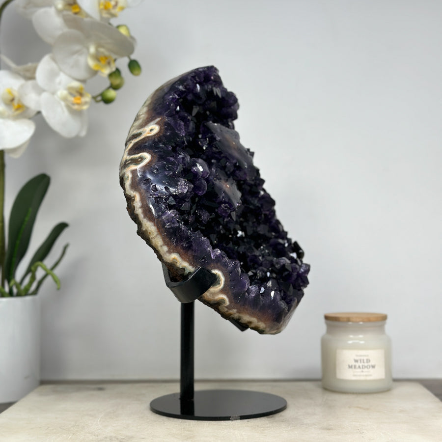 Large Top Quality Amethyst Stone Specimen, Deep Purple Color &amp; Shinny Crystals - MWS1429