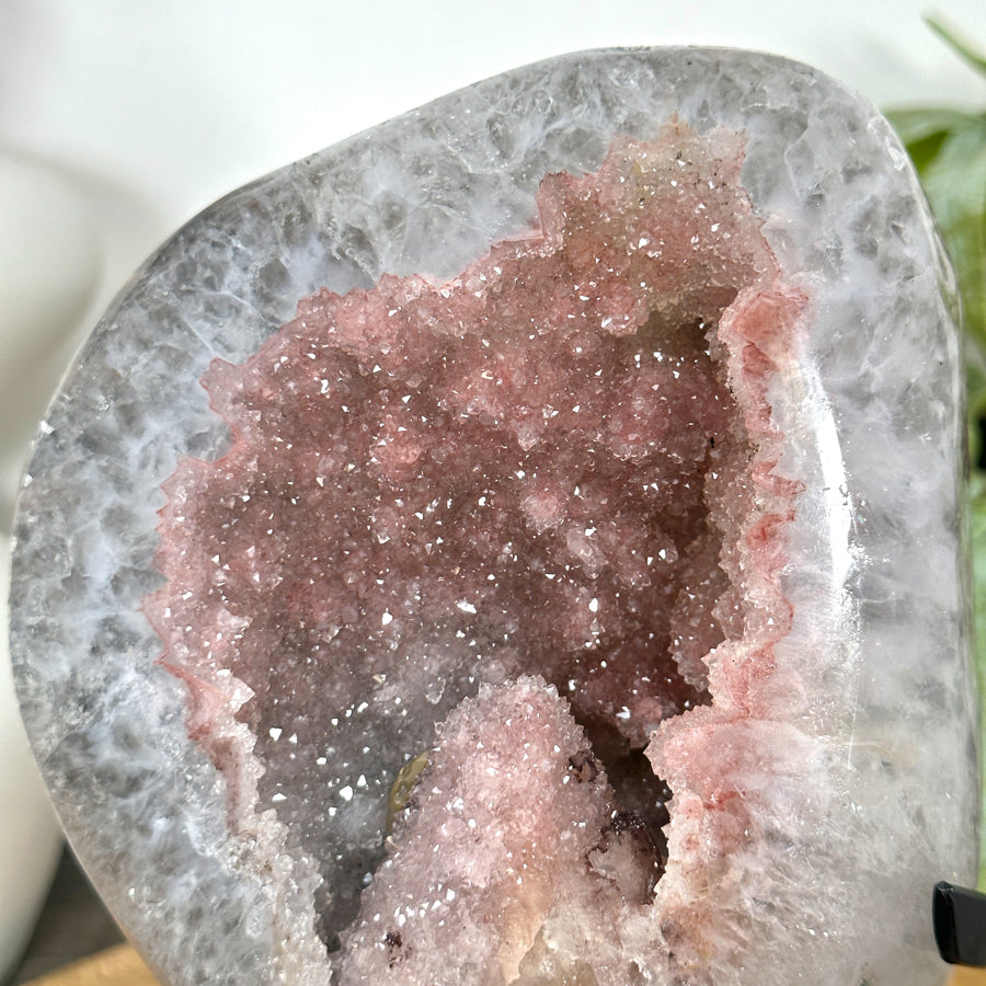 Unique Pink Amethyst Geode with Calcite Formation - MWS3051