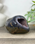 Natural Pink Amethyst Geode with Blue Banded Agate Shell - STGE0040
