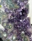 Amethyst Leaf Carving on Stand with Deep Purple Crystals - MWS2813