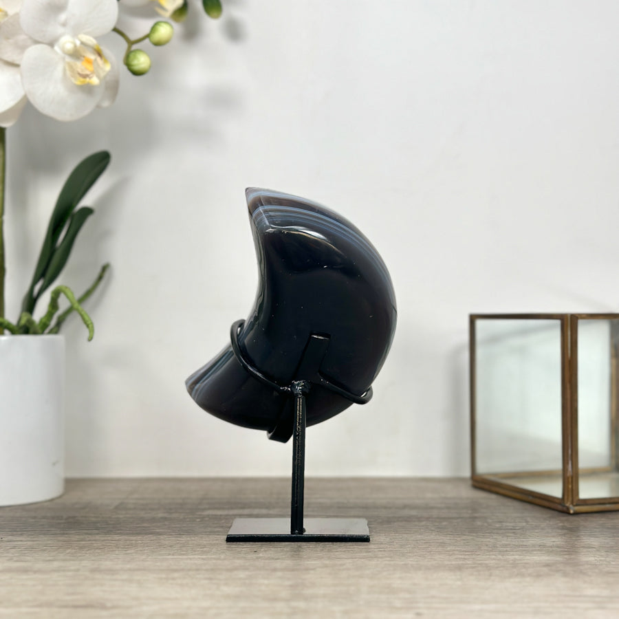 Amethyst Moon Carving on Metal Stand - MWS2574