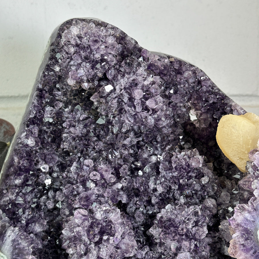 Uruguayan Amethyst Specimen with Green Jasper Shell &amp; Calcite Formation - MWS3148