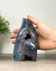 Blue Agate & Amethyst Stone Flame Carving - FST0169