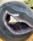 XXL Amethyst & Blue Banded Agate Sphere Geode - SPH0193