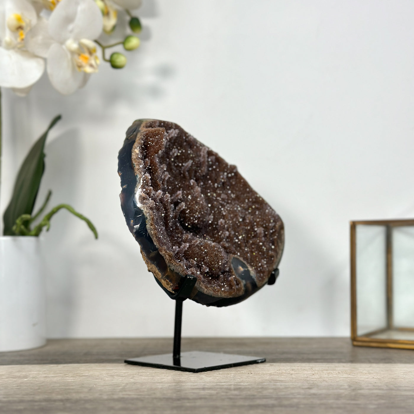 Brown Tone Druzy Agate Geode for Home Decor Display - MWS2675