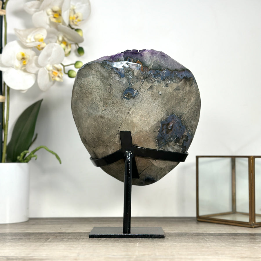 Natural Deep Purple Amethyst Geode on Metal Stand - MWS2783