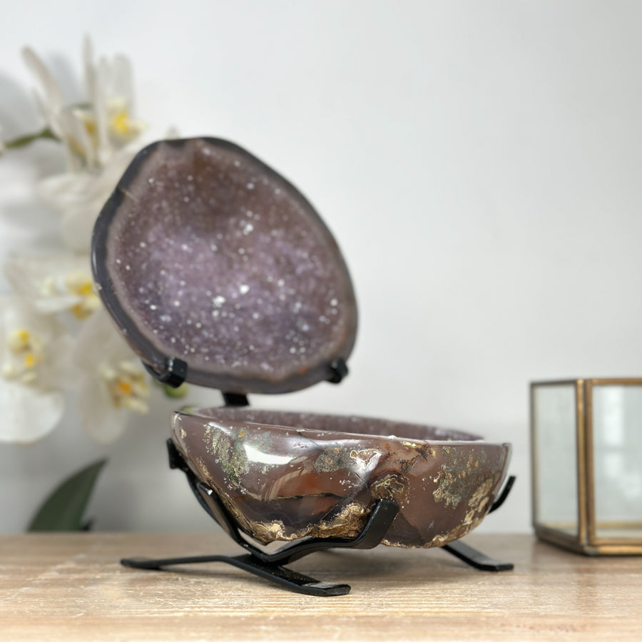 Stunning Polished Agate Geode with Amethyst Interior - MWS1986