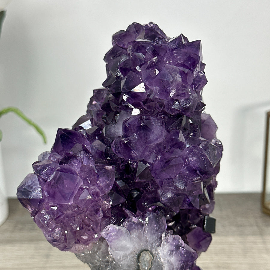 Deep Purple Amethyst Cluster on Metal Stand - MWS2772