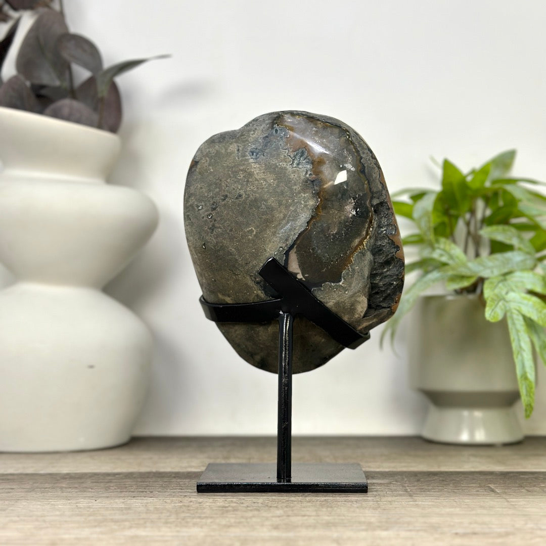 Natural Sugar Amethyst Specimen on Metal Stand - MWS3376