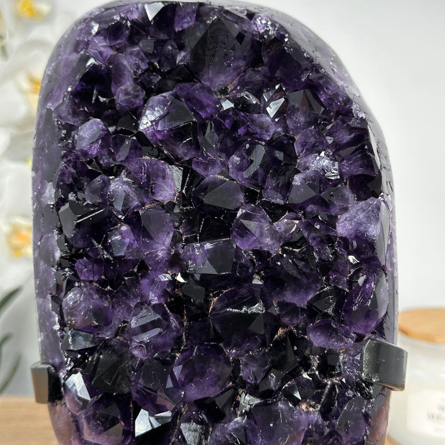 AAA Grade Natural Amethyst Cluster with Metal Stand - MWS1656