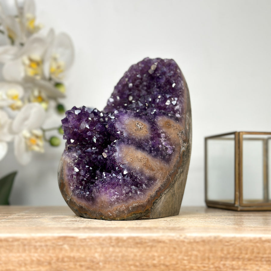 Amethyst Crystal Cluster with Orange Tone Jasper Matrix - CBP1162