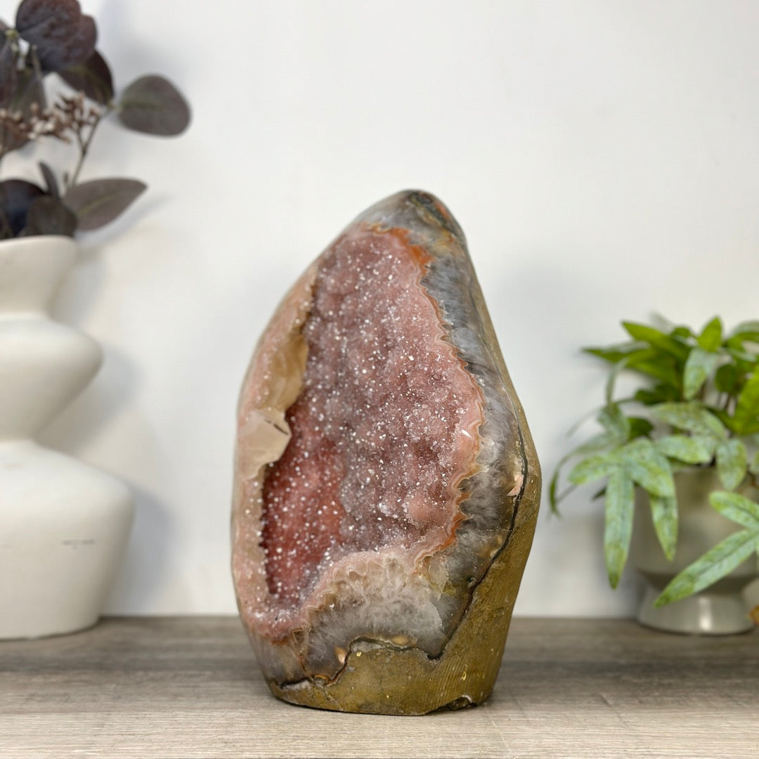Huge Natural Pink Amethyst Statement Piece with Calcite Formation - CBP1431