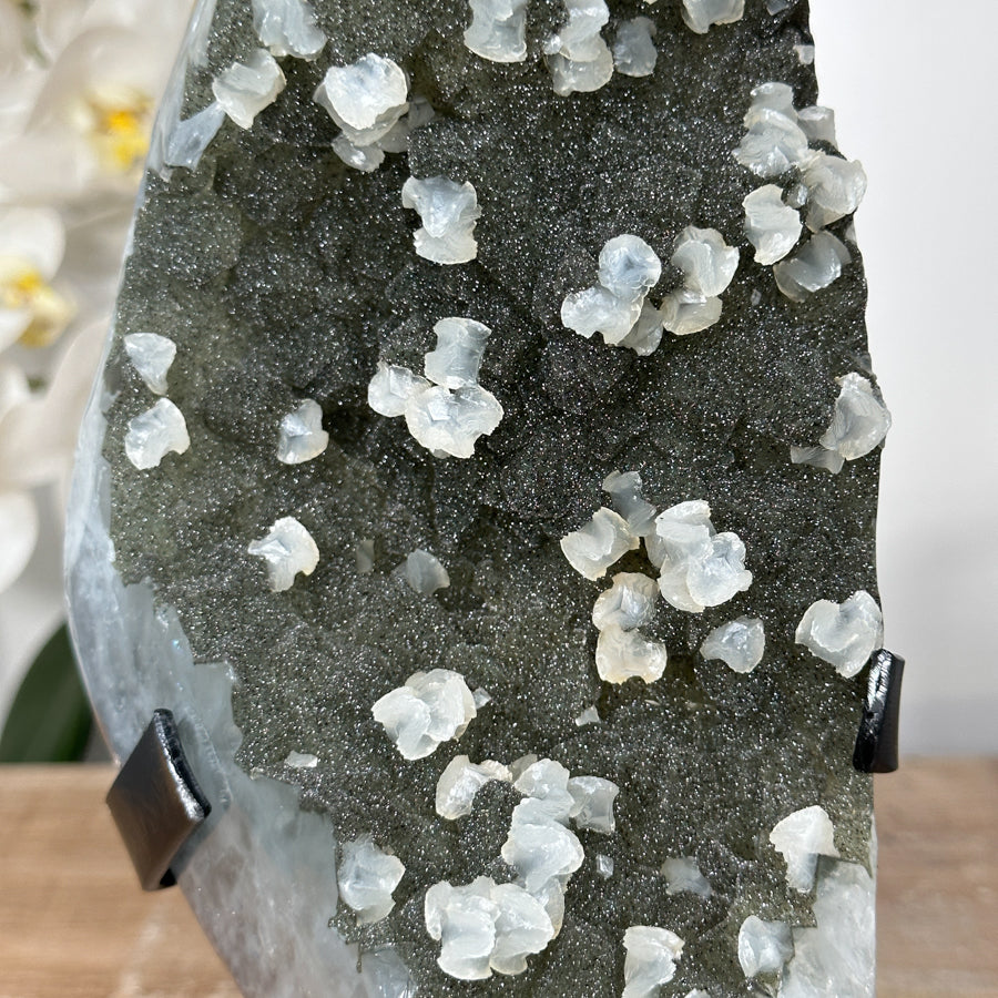 Top Quality Green Sugar Amethyst Specimen with Calcite inclusions - MWS1824