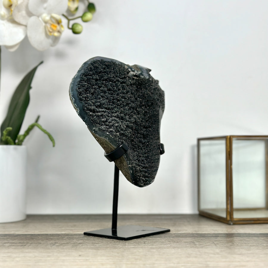 Black Amethyst Cluster on Metal Stand - MWS2849
