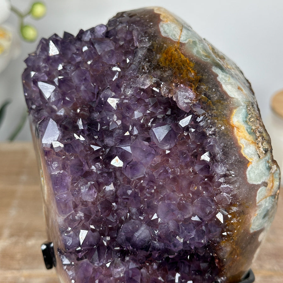 Natural Amethyst &amp; Jasper Crystal Cluster with Metal Stand - MWS1357