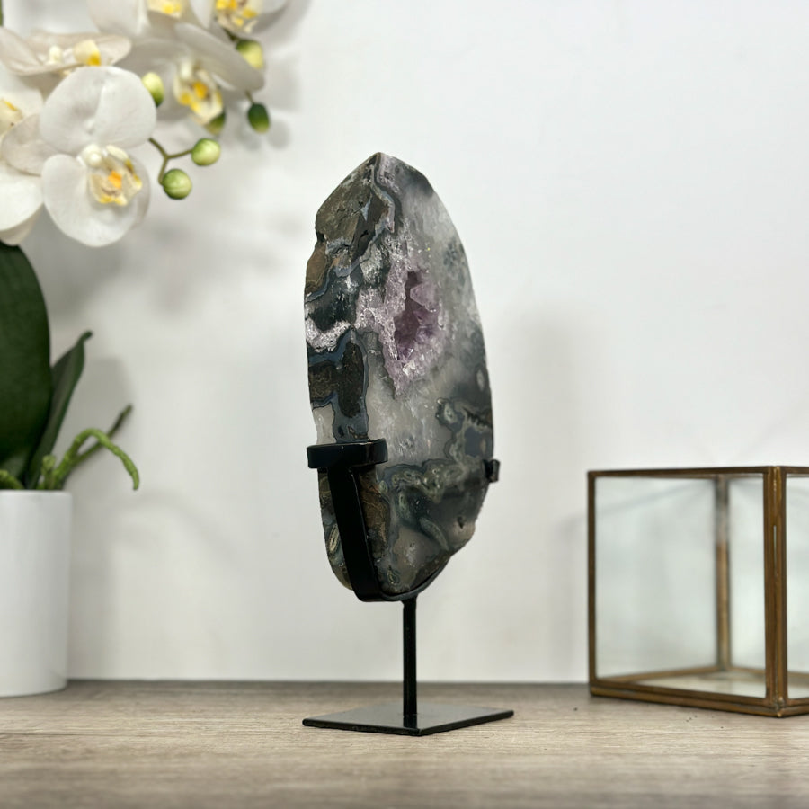 Quartz Geode Slice on Metal Stand - MWS2998