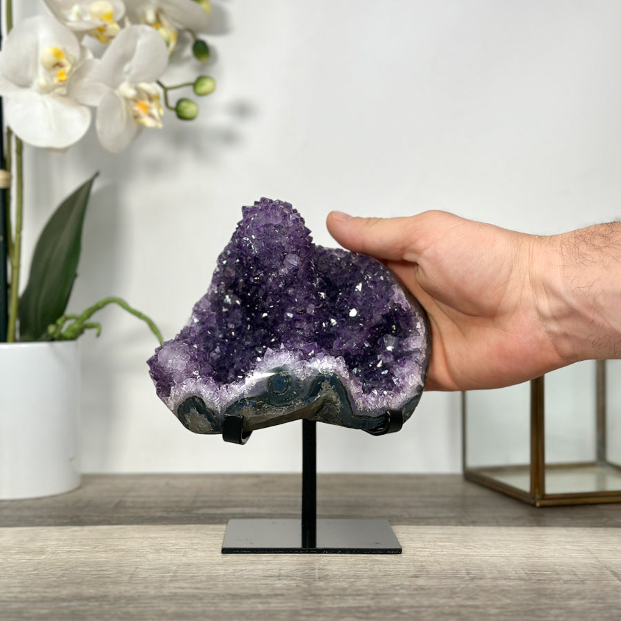 Amethyst Crystal Cluster on Stand – Stalactite Mineral Specimen for Collector Display - MWS2686