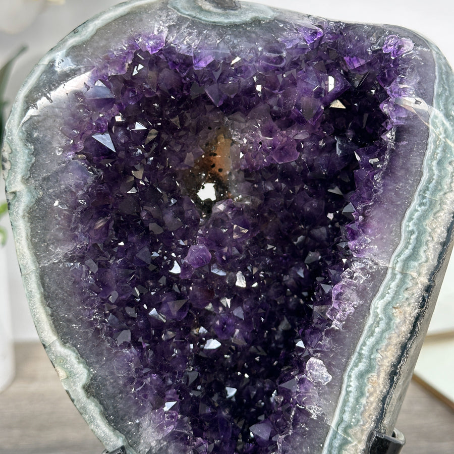 Amethyst Geode with Green Jasper Matrix on Stand – Natural Mineral Specimen - MWS2613