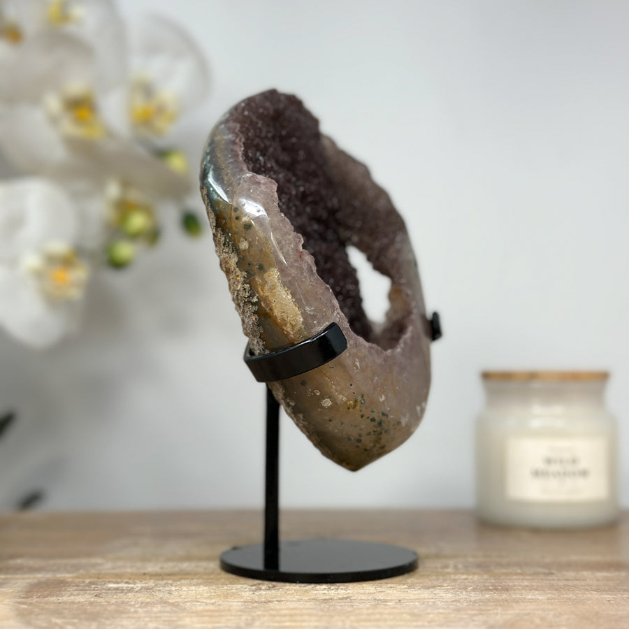 Beautiful Rose Tone Sugar Druzy Geode - MWS1462