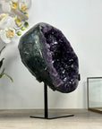 Natural Amethyst Geode with Large Crystals on Metal Stand - MWS2458