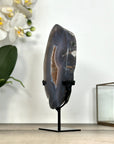 Agate Slice on Metal Stand with Natural Druzy Center - MWS2913