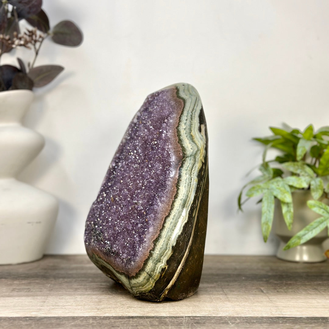 Huge Natural Amethyst Cathedral with Unique Green Jasper Shell - CBP1430