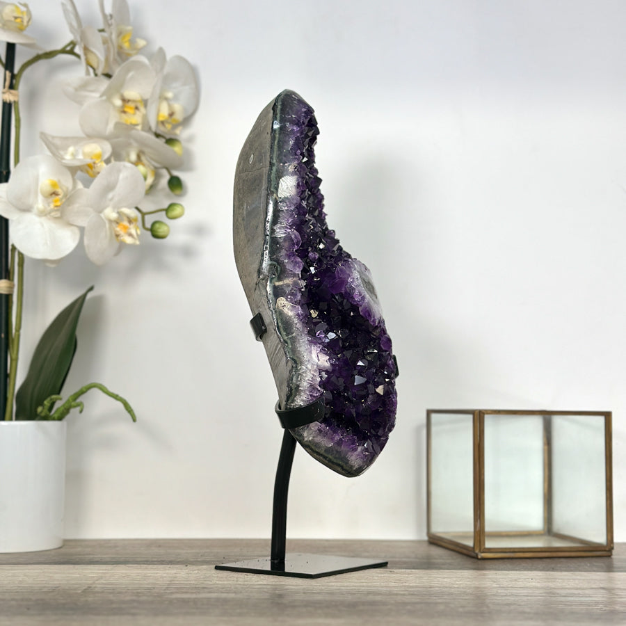 Amethyst Crystal Cluster on Stand – Home Decor Mineral Specimen Display - MWS2652