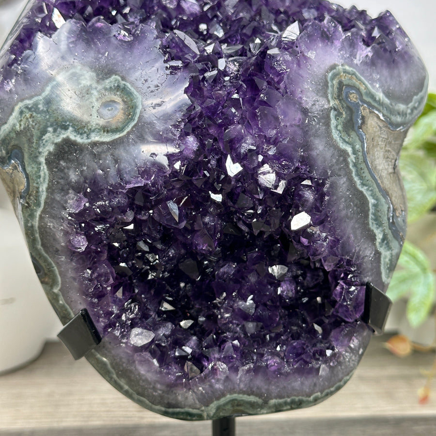 Natural Amethyst Crystal Cluster with Green Jasper Shell - MWS3191