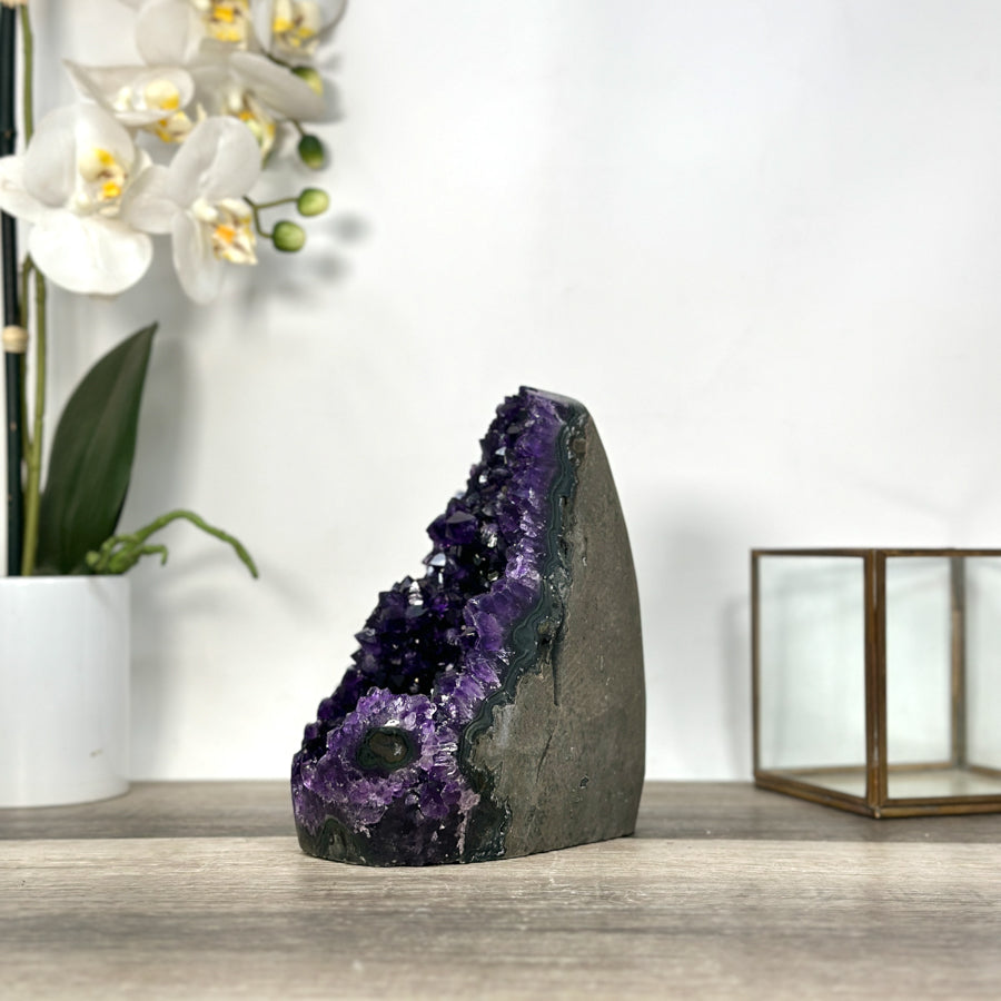 Amethyst Crystal Geode – Deep Purple Mineral for Home Decor - CBP1233